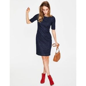 Boden Elegant Navy Polka Dot Denim Dress 10R
